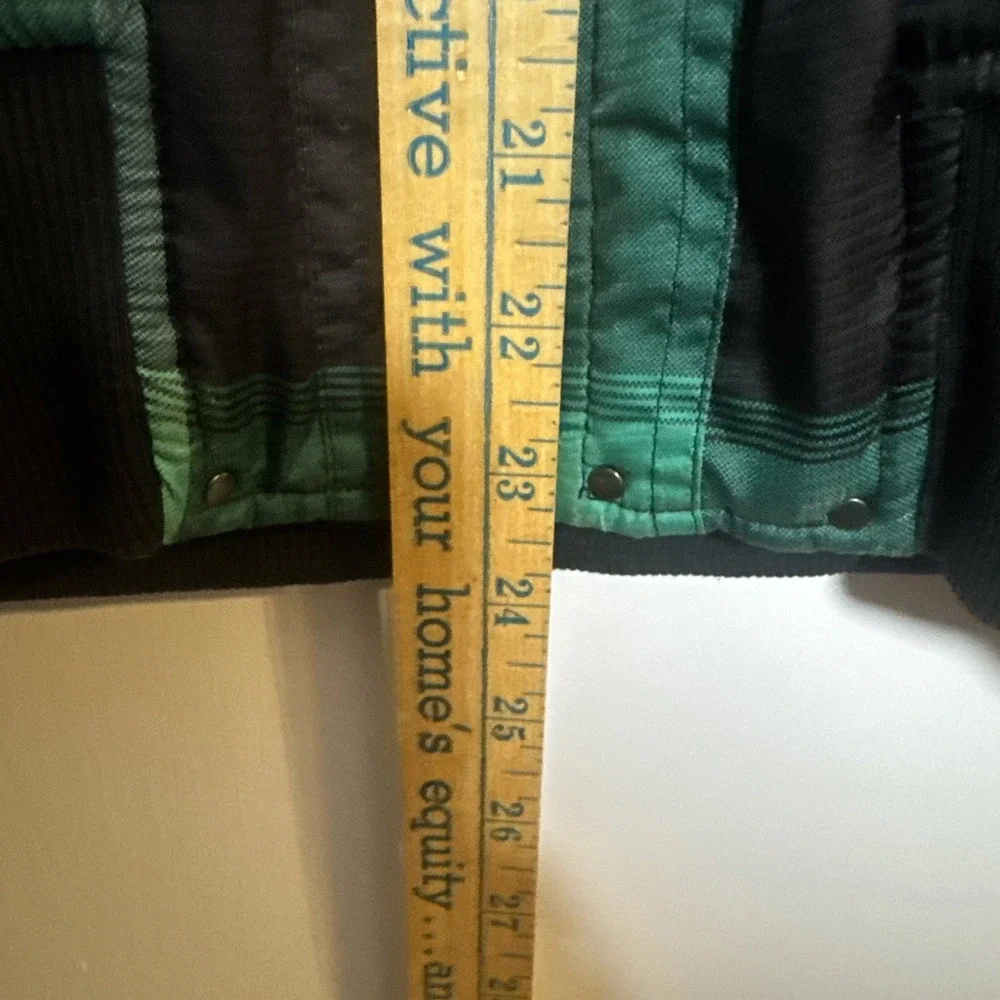 O'Neill Women's Plaid Hooded Jacket Green &‎ Black Faux Fur Trim Medium M - Picture 5 of 6